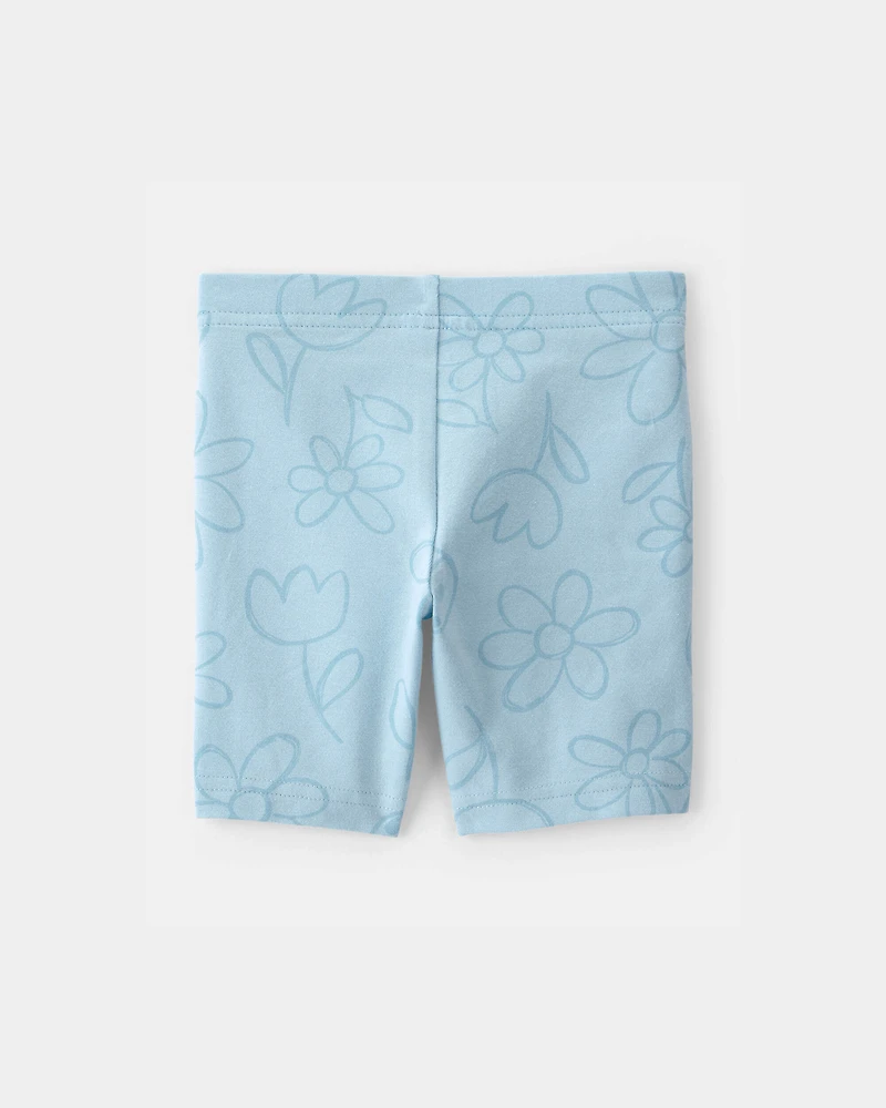 Toddler Girl Floral Ladybug Bike Shorts - Blue