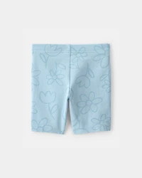 Toddler Girl Floral Ladybug Bike Shorts - Blue