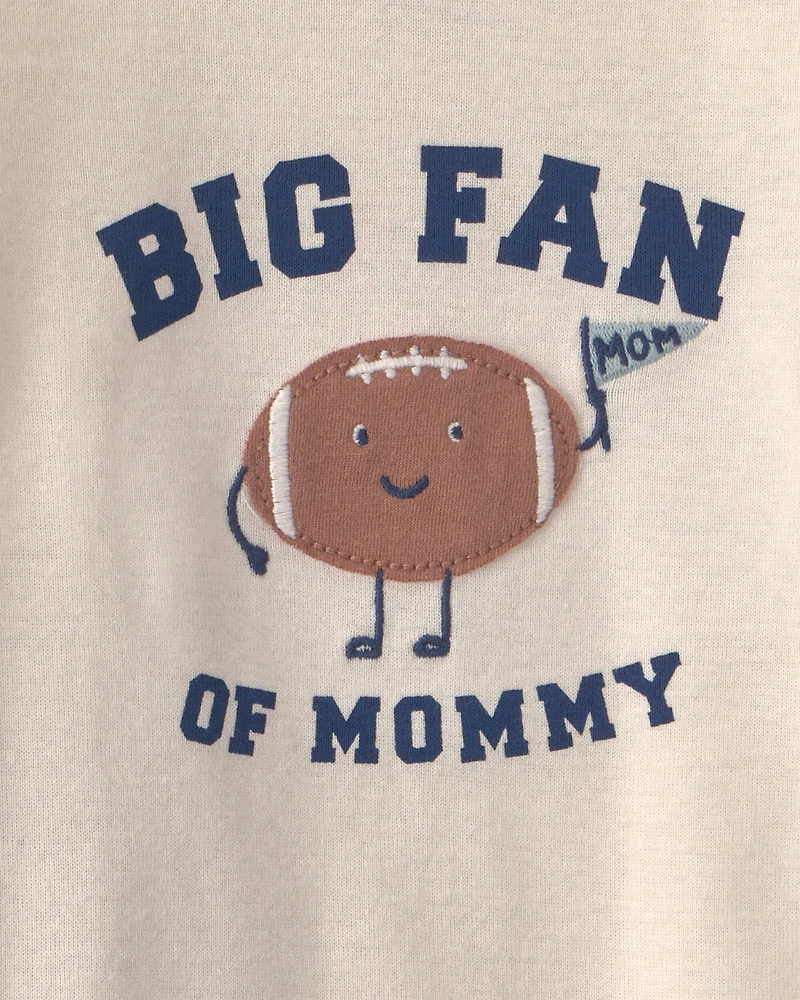Baby Boy 2-Piece 'Big Fan Of Mommy' Football Long-Sleeve Bodysuit & Pant Set - Red/Cream