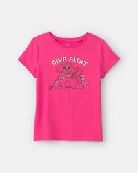 Girls 'Diva Alert' Dog Graphic Tee - Pink