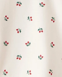 Baby Girl Holly Berry Print Cotton Long-Sleeve Top - Cream