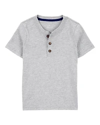 Baby Boy Short-Sleeve Henley Tee - Grey