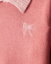 Toddler Girl 2-Piece Bow Sweater & Plaid Knit Skort Set - Pink