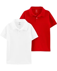 Boys 2-Pack Piqué Polos - Red/White