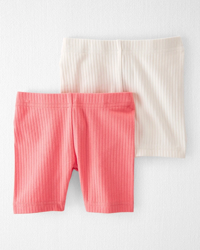 Toddler 2-Pack Organic Cotton Ribbed Pedal Shorts