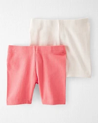 Toddler 2-Pack Organic Cotton Ribbed Pedal Shorts