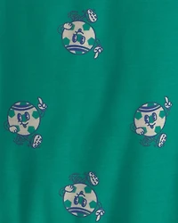 Toddler Boy Soccer Short-Sleeve Loose Fit 2-Piece Pajama Set - Green/Grey