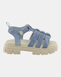 Toddler Girl Strappy Denim Sandals - Blue