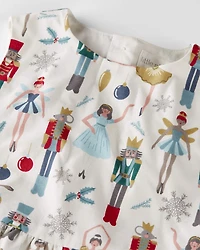 Toddler Girl Organic Cotton Dress in Nutcracker Print