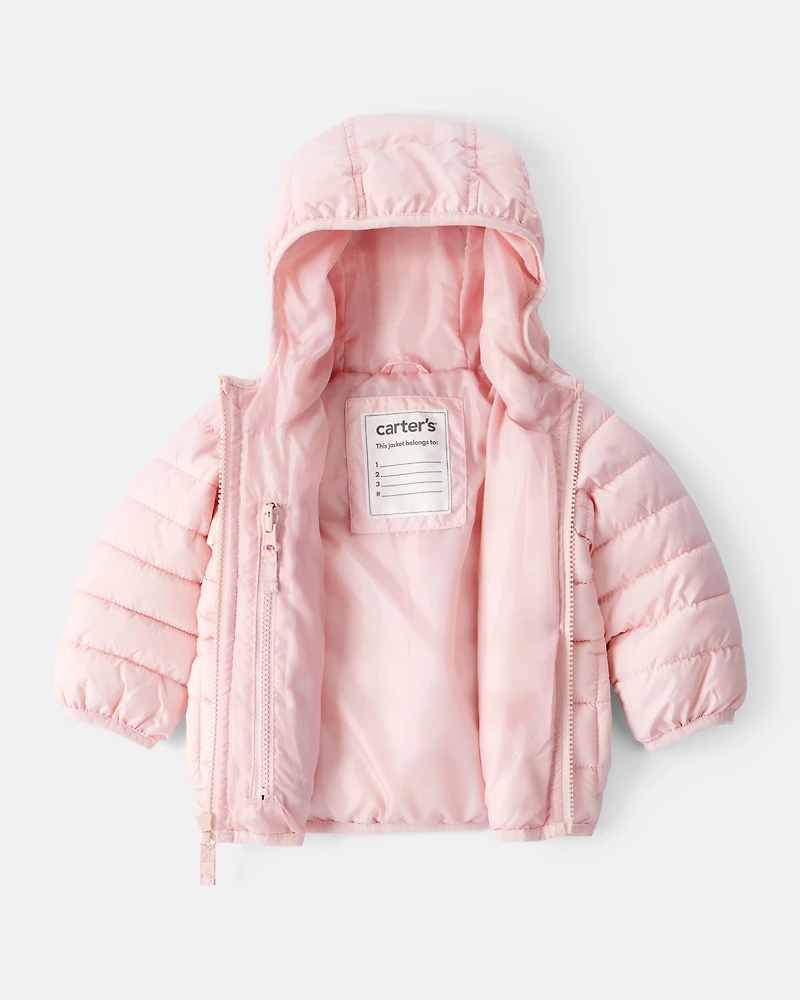Baby Packable Hooded Puffer Jacket - Pink