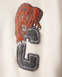 Boys Fleece Hooded Varsity Jacket - Cream