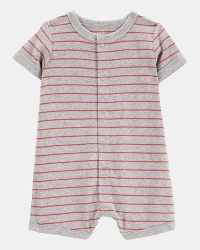Baby Boy Crab Striped Cotton Blend Short-Sleeve Romper