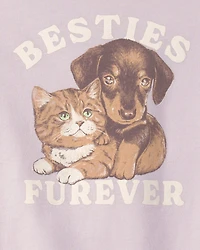 Girls 'Besties Furever' Graphic Tee - Purple