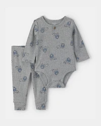Baby Boy 2-Piece Lion Top & Pant Set - Grey