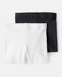 Toddler Girl 2-Pack Tumbling Shorts - Black/White