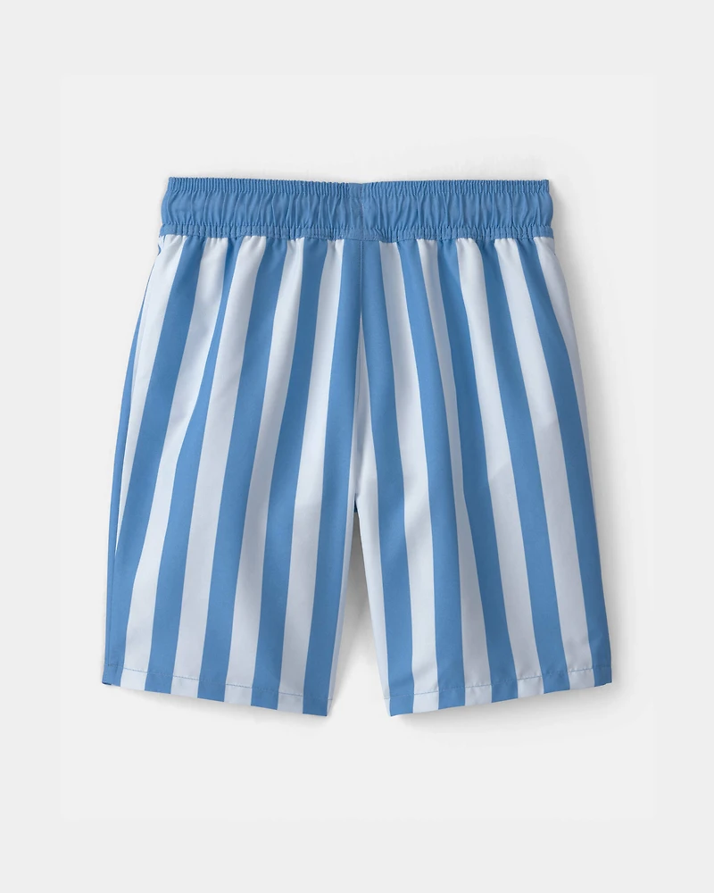 Boys Striped Swim Trunks - Blue