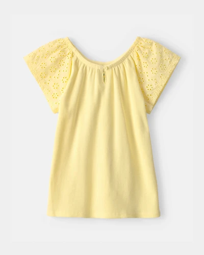 Girls Eyelet Top - Yellow