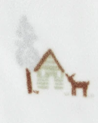 Baby Boy Barn Print Fleece Sleep & Play Pajamas - White