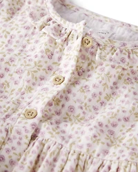 Toddler Girl Organic Cotton Dress in Botanic Muse Print