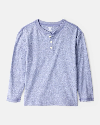 Boys Long-Sleeve Henley - Blue