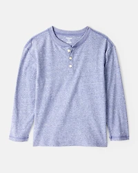 Boys Long-Sleeve Henley - Blue