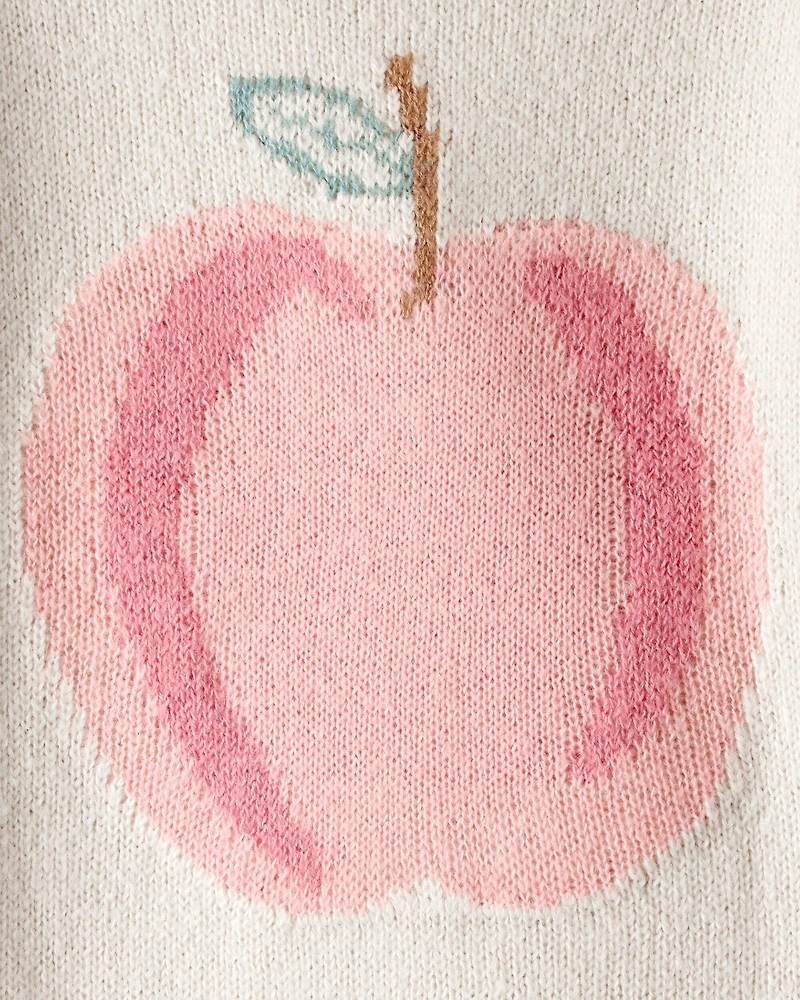 Toddler Girl 2-Piece Apple Long-Sleeve Sweater & Corduroy Pants Set - Ivory/PInk