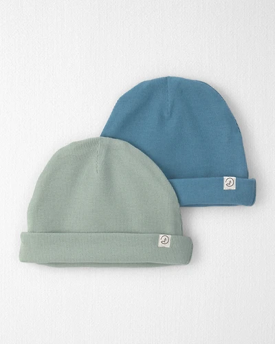Baby 2-Pack Organic Cotton Rib Caps