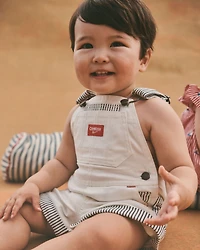 Toddler Striped Shortall - Ivory/Navy Blue