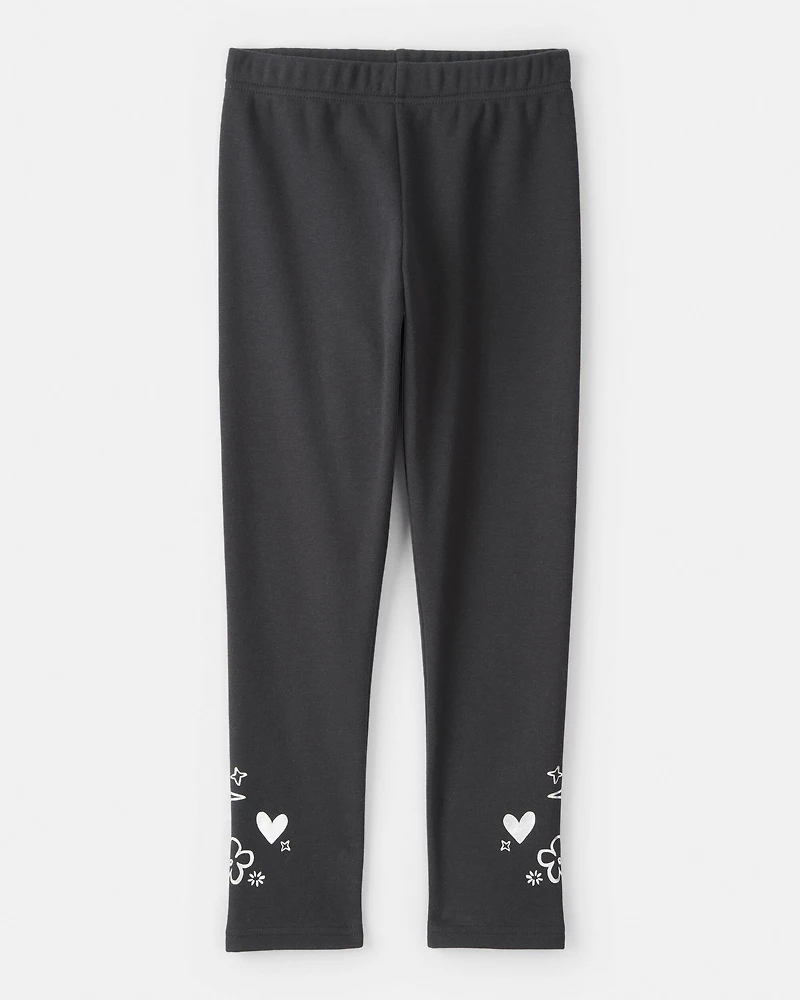 Girls Pull-On Stretch Cozy Leggings - Black