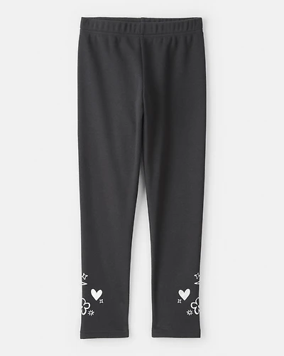 Girls Pull-On Stretch Cozy Leggings - Black