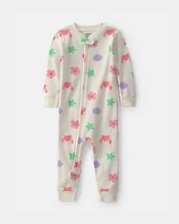 Toddler Girl Beach 100% Cotton 1-Piece Pajama - Cream