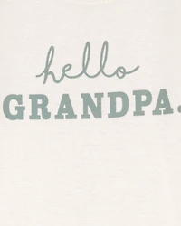 Baby "Hello Grandpa" Announcement Cotton Short-Sleeve Graphic Bodysuit - Ivory