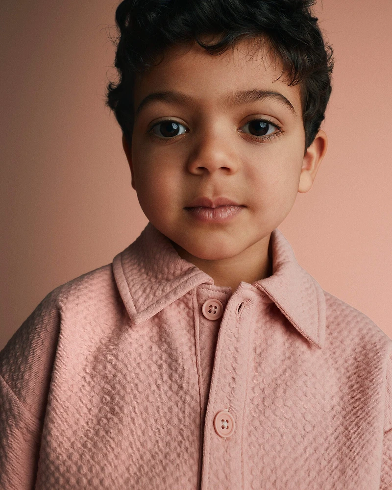Toddler Boy Button-Down Short-Sleeve Shirt - Light Pink