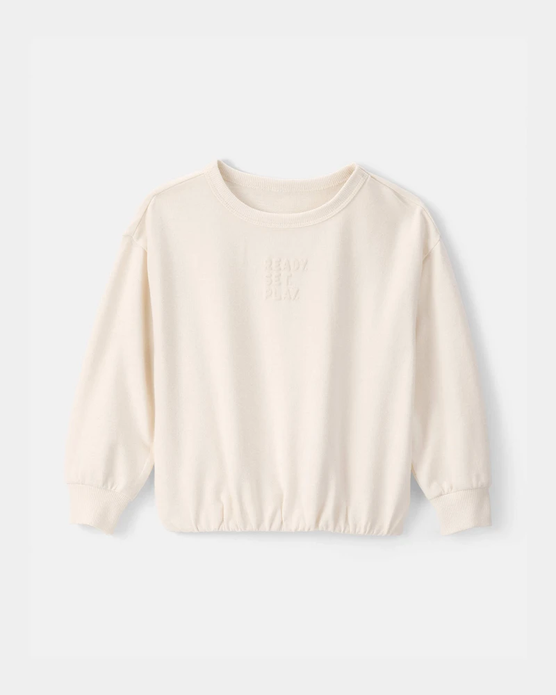 Toddler Girl 'Ready Set Play' French Terry Pullover Sweatshirt - Ivory