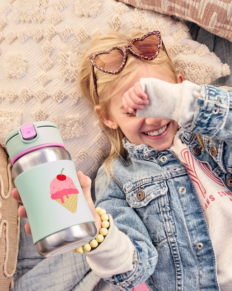 Spark Style Stainless Steel Straw Bottle - Ice cream