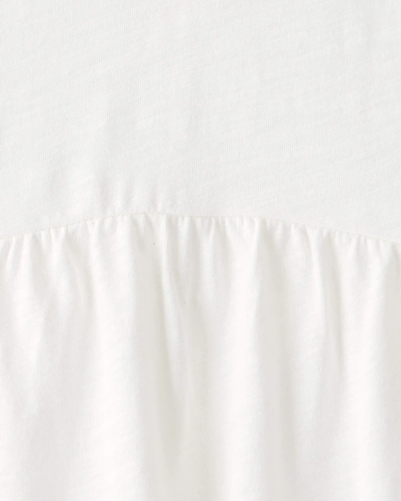 Girls Peplum Short-Sleeve Top - White