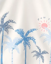 Baby Boy 3-Piece Palm Tree Long-Sleeve Rashguard Swimsuit Set - Blue/White