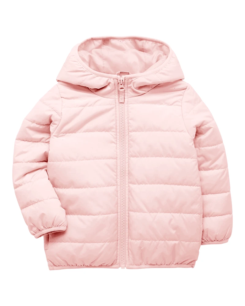 Toddler Packable Hooded Puffer Jacket - Pink
