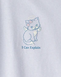 Girls Cat Short-Sleeve Graphic Tee - Blue