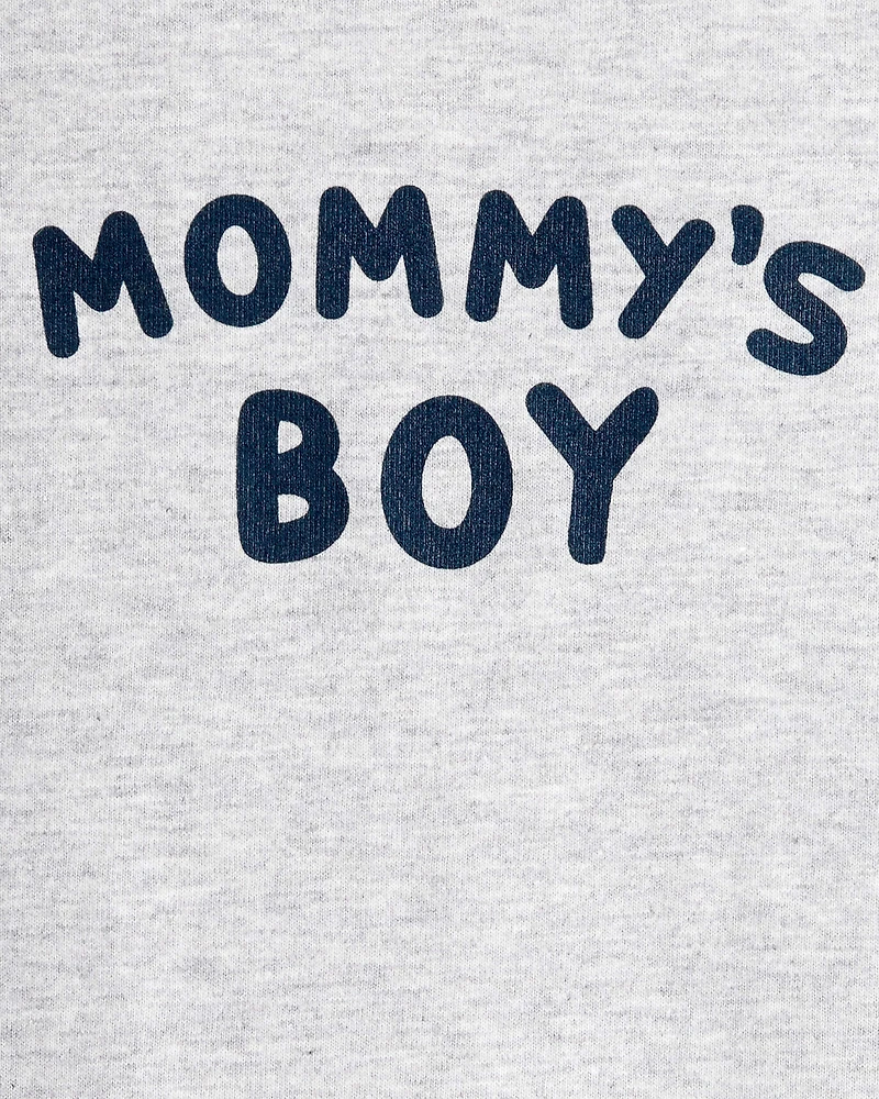 Baby Boy "Mommy's Boy" Long-Sleeve Graphic Bodysuit - Grey