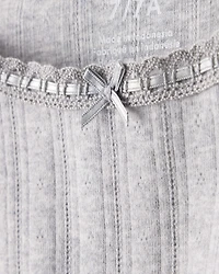 Girls Pointelle Long-Sleeve Top - Grey