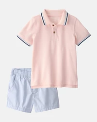 Toddler Boy 2-Piece Polo Shirt & Short Set