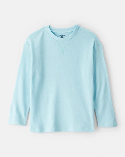 Boys Solid Thermal Long-Sleeve Tee - Blue