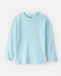 Boys Solid Thermal Long-Sleeve Tee - Blue