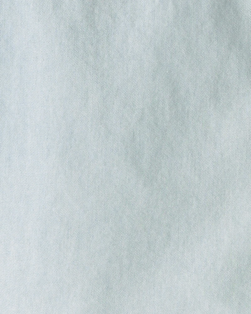 Girls Chambray Short-Sleeve Top - Blue