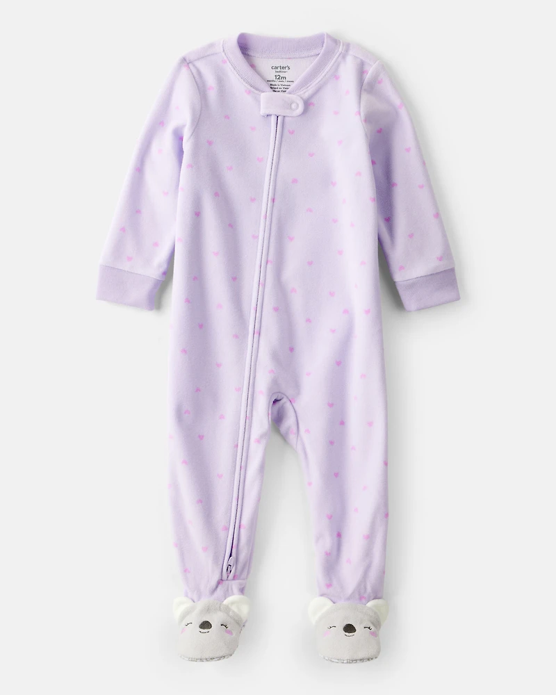 Toddler Girl Koala Loose Fit 1-Piece Pajamas - Purple