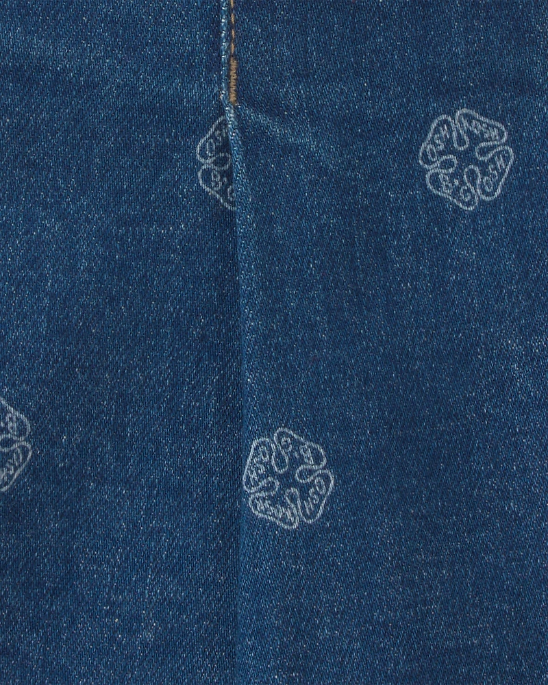 Toddler Girl Floral Denim Skort - Light Wash