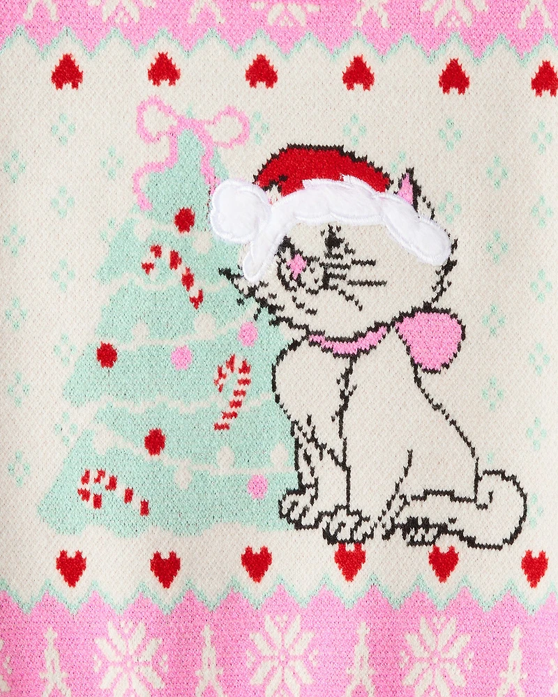 Toddler Girl Disney© The Aristocats Christmas Sweater - Pink