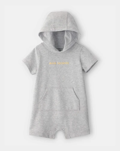 Baby Boy 'Main Squeeze' Short-Sleeve Hooded Romper - Grey