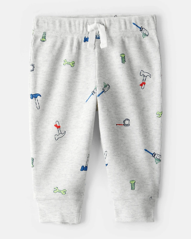 Baby Boy 2-Piece Construction Thermal Bodysuit & Pant Set - Grey